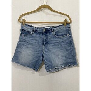LOFT Made And Loved Jean Shorts Women's 28/6 Blue Frayed  Mid Rise